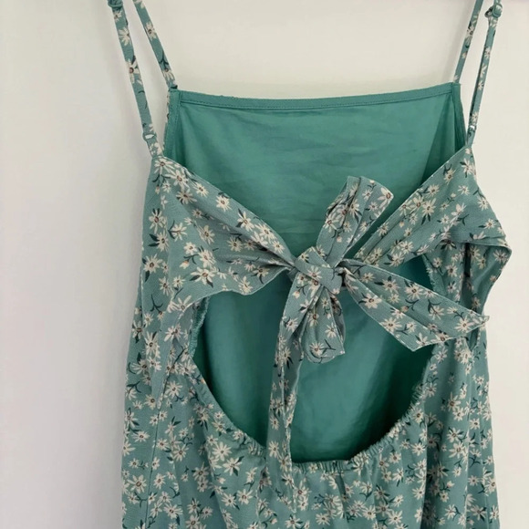 American Eagle AE Floral Tie-Back Mini Dress Mint Size S Festival Boho Coastal - Picture 5 of 8